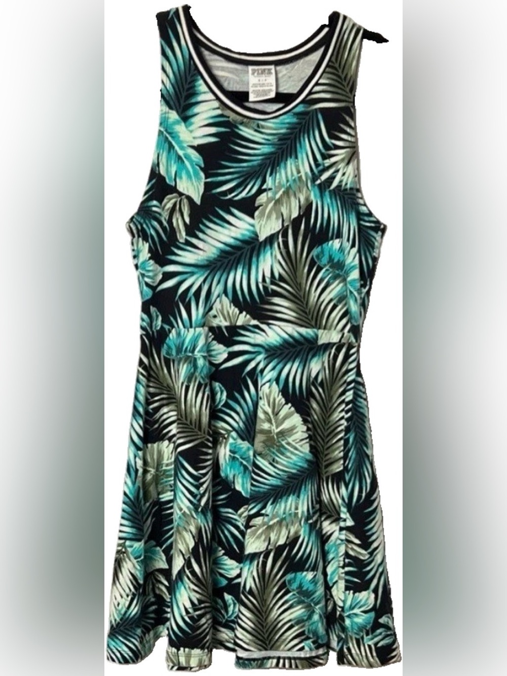 PINK Victoria's Secret Tropical Leaf Print Sleeveless Dress Size Small Petite